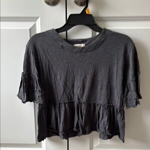 Altar'd State Gray Flutter Sleeve Crop Tee